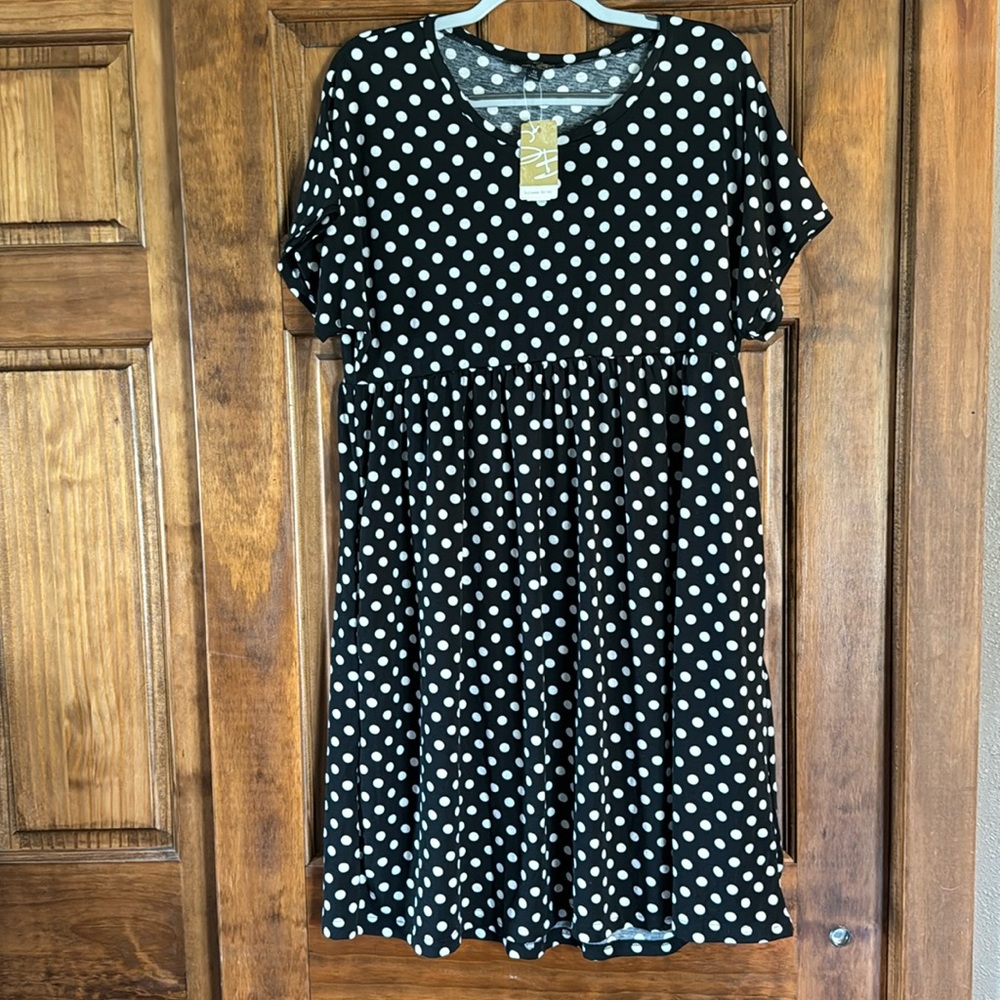 Black and white Polkadot Dress NWT 1X